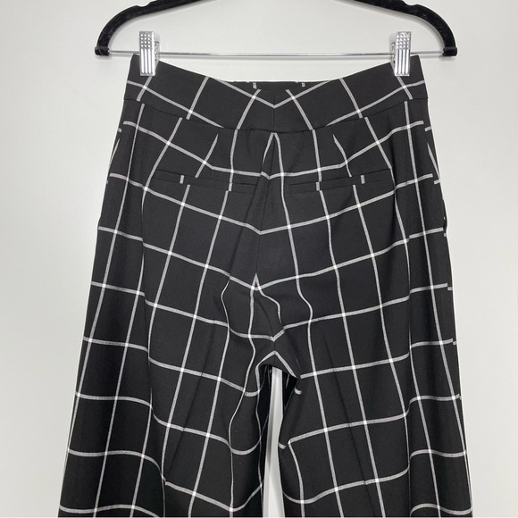 Alice + Olivia Dylan High Waist Wide Leg Windowpane Print Pants In Black Size 6 - Picture 8 of 9